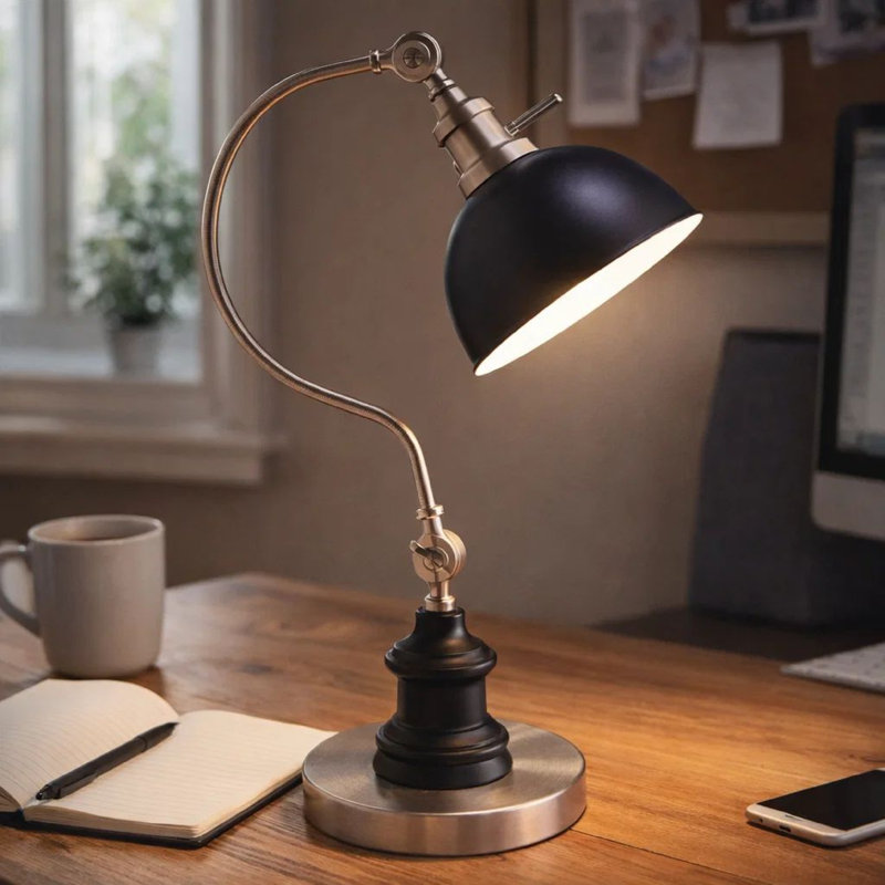 22"H Satin Nickle Good Neck Table Lamp