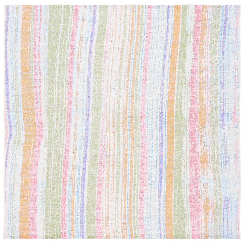 Tapis d'intérieur / extérieur à rayures Dossena Performance, Carré 6 pi 7 po
