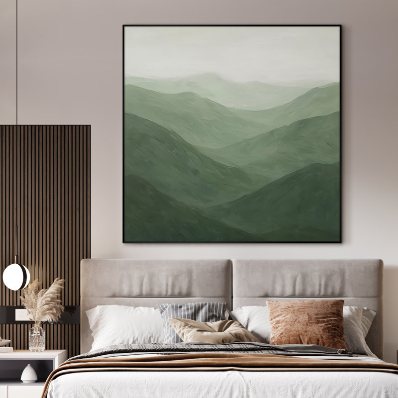 Très grand art mural imprimé sur toile - Paysage de montagne abstrait, œuvre d'art pour le salon ou la chambre à coucher - «Assemblage requis du cadre (cadre non fini)»
