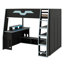 Lit mezzanine double en bois pleine grandeur, livré avec un bureau, plusieurs tablettes de rangement, une lumière RVB personnalisable et une table-708127123