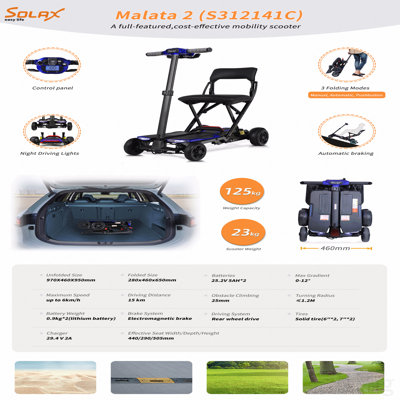 4-Wheel Remote Folding Mobility Scooter For Adults And Seniors, Super Lightweight And Compact Plus Nfc Electric Foldable Mobility Scooter With Suspenion Capacity.