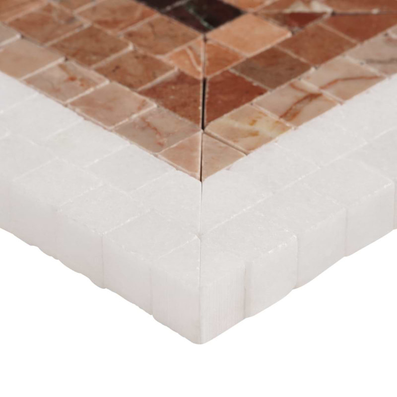 Ako 4x9 Rectangle Marble Micro Mosaic Tile, Terracotta Rosa
