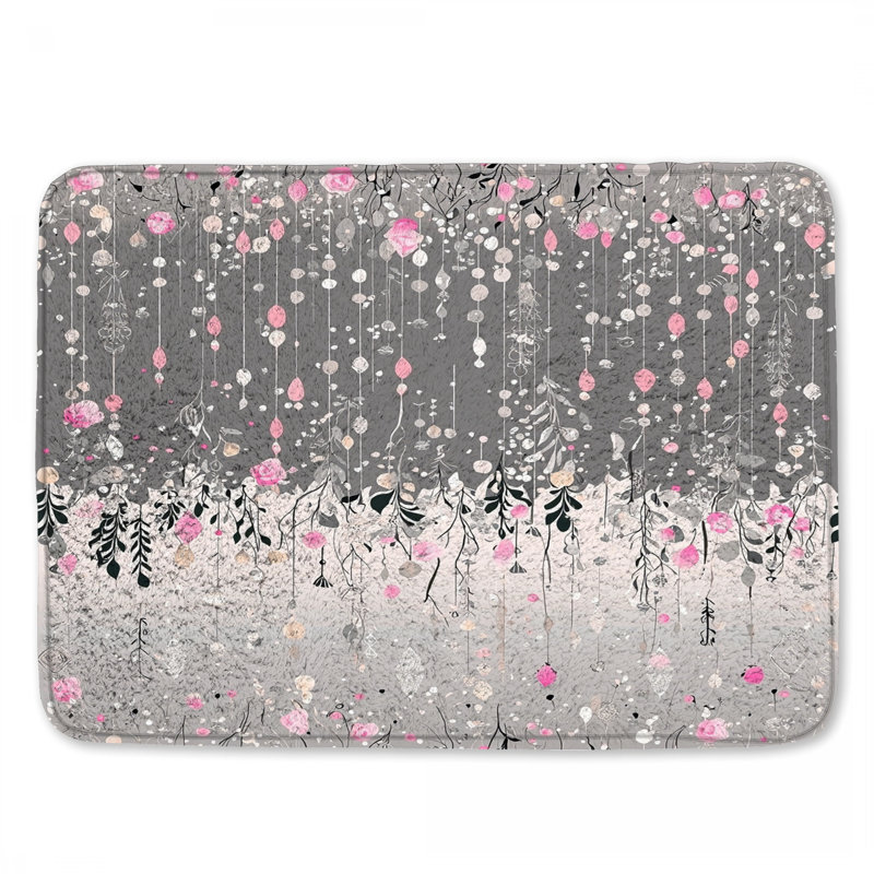Tapis de bain à motif floral Boho, 24in W x 17in L