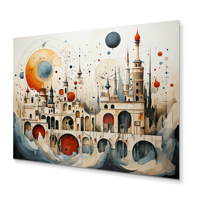«Surrealism world cultures temple» sur, H 30 po x l 40 po x P 1,5 po