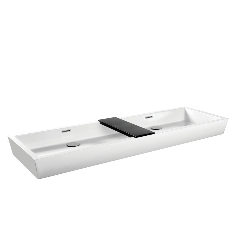 84" Cube Collection Trough Lavatory, 4" Height, White True High Gloss