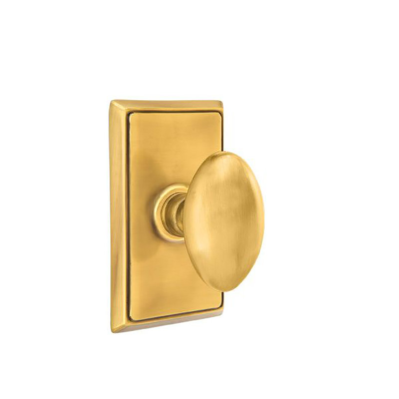 Ensemble de boutons de passage Emtek avec rosette rectangulaire et bouton d'œuf, Laiton antique français