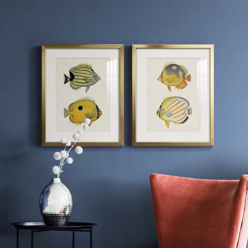 Poisson jaune et gris III - reproduction encadrée de qualité supérieure - prêt à être accroché