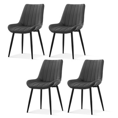 Velvet Upholstered Metal Side Chair