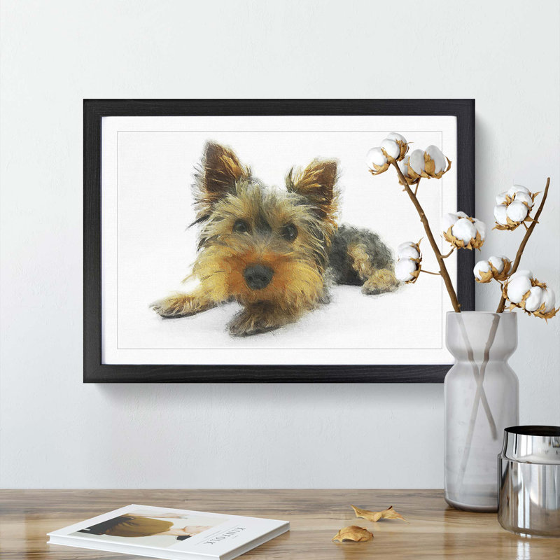 Yorkshire Terrier Dog - Picture Frame Graphic Art Print, Black Framed, 48cm H x 65cm W x 2cm D