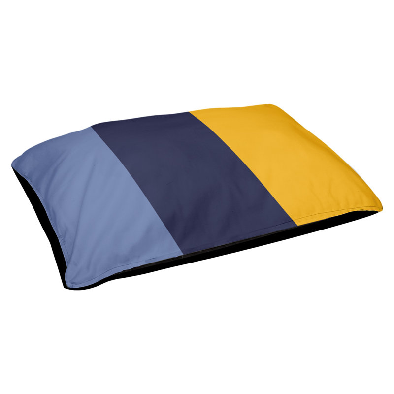 Coussin rectangulaire designer Atlanta, Moyen (L 30 po x l 40 po), Bleu basketball / bleu marine basketball / jaune b