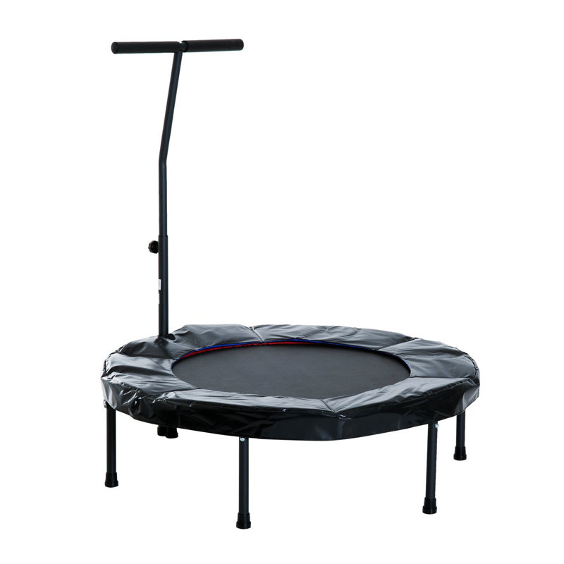 Freeport Park ft Round Fitness Trampoline with Handlebar, Black