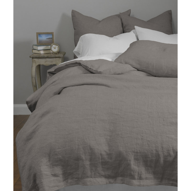 Housse de couette en lin Darama, Gris Chambray, Housse de couette pour grand lit