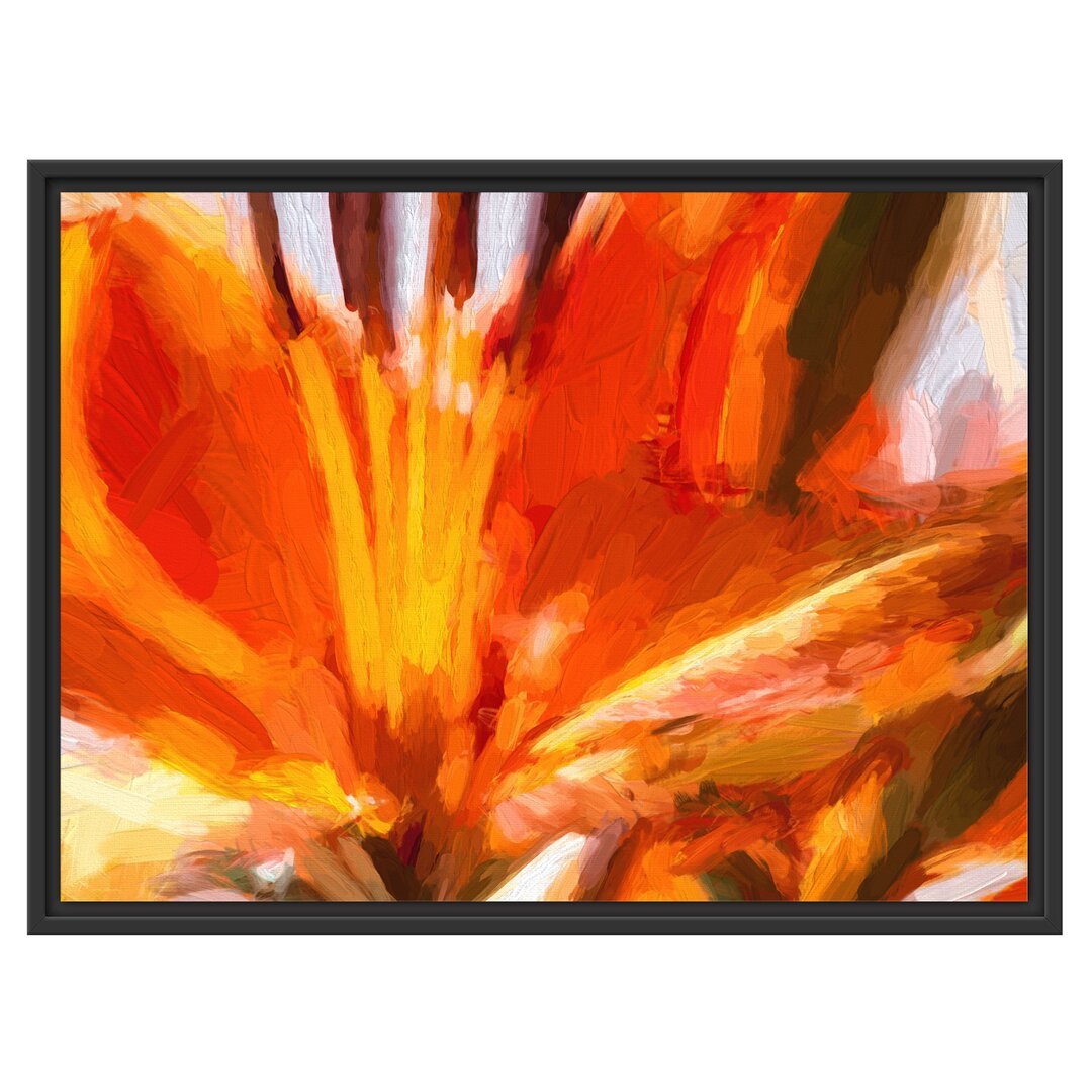 Gerahmtes Wandbild orange Lilie in Nahaufnahme Kunst