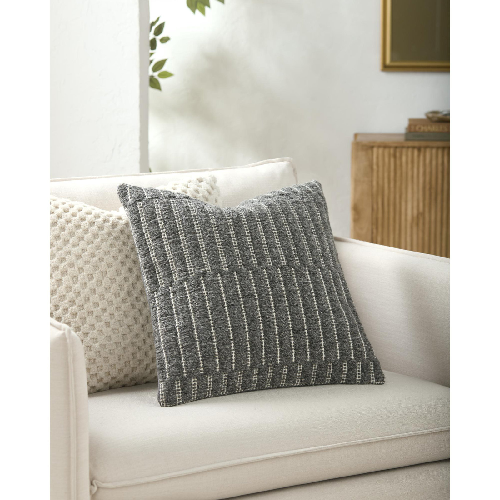 Monacizzo Accent Pillow, Polyester, Square 18", Black