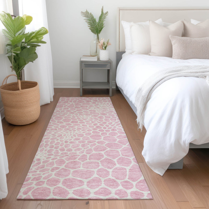 Premium Machine Washable Prisco Pink Rug, Runner 2'3" x 7'6"