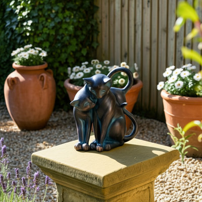 Decorative Cat Polyresin Garden Statue for Garden Decor Accent Piece - Whimsical Playful Yard Sculpture for Outdoor Statue Display