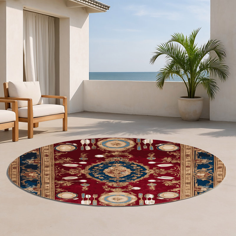 Tapis rouge français intérieur et extérieur, Rond 5 pi