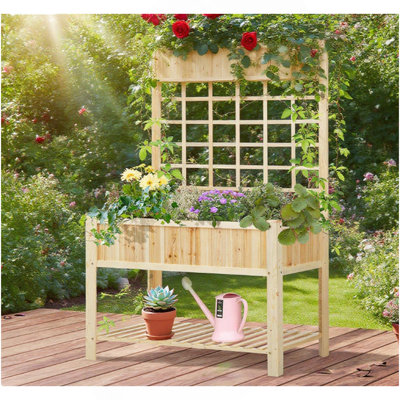 Lit de jardin surélevé en bois, boîte à fleurs surélevée de style Coutryside
