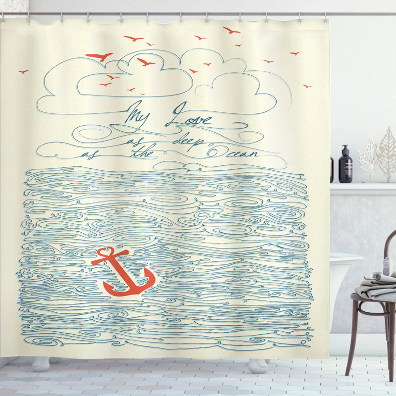 Shower Curtain with Hooks Included, 70" H x 69" W