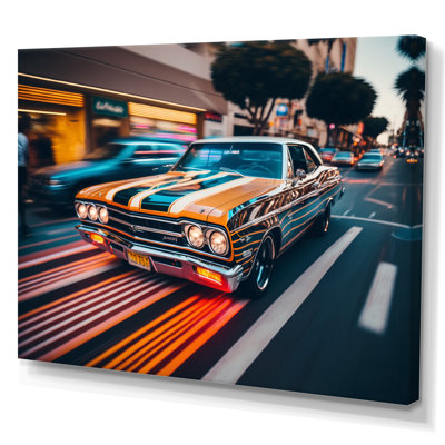 «Orange and Black Muscle Car Artistry», art mural sur toile «Cars American Muscle»