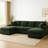 4 Corduroy Sectional With 1 And 2 Chaise Seats, Engineered Wood Frame, Streamlined Design 3 Sectional, Seats 4, Foam-Filled Cushions, Square Arms, Low-Profile Aesthetic-2067071934