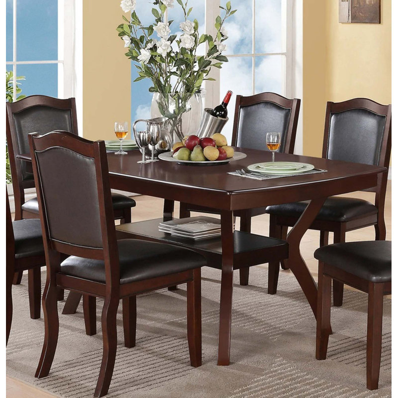 Ensemble de table de salle à manger formelle avec 12 chaises et 6 chaises d'appoint en bois massif 7 pièces