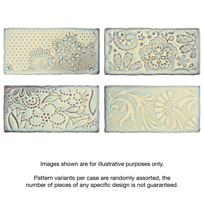 Antic Feelings 3" x 6" Ceramic Patterned Subway Tile, Feelings Pergamon