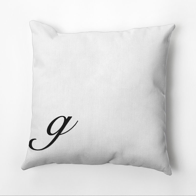 Monogram Design Collection Reversible Throw Pillow, Black, 26"x26", G