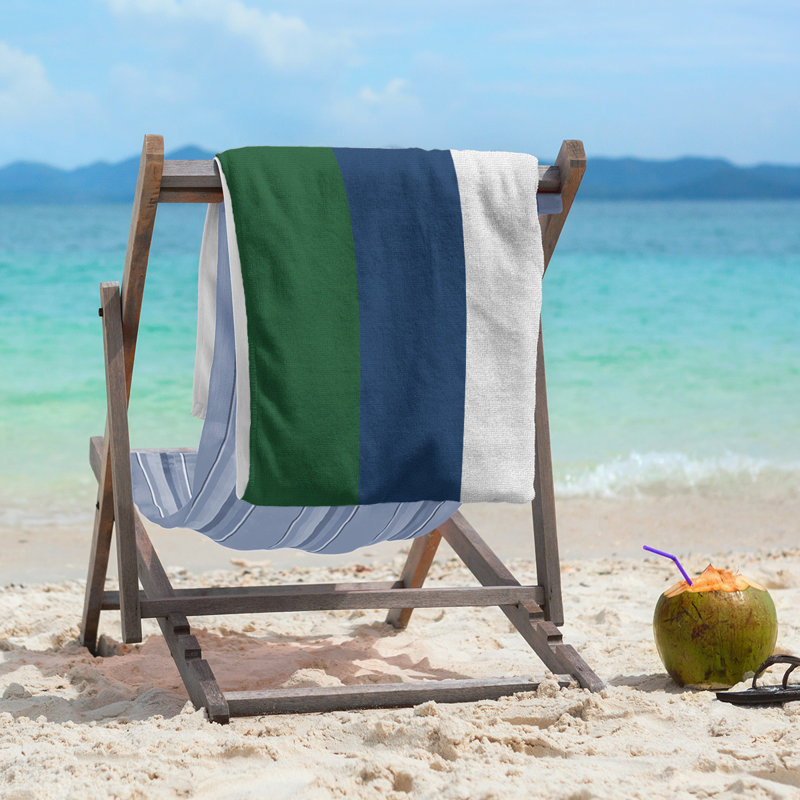 Lightweight Beach Towel, Green/Navy