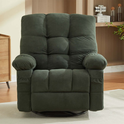 Fauteuil inclinable de massage pivotant avec vibration, chauffage lombaire et port USB pour un confort et une détente ultimes