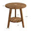 Table d'appoint ronde en bois massif, table de bout à 2 niveaux avec tablette de rangement