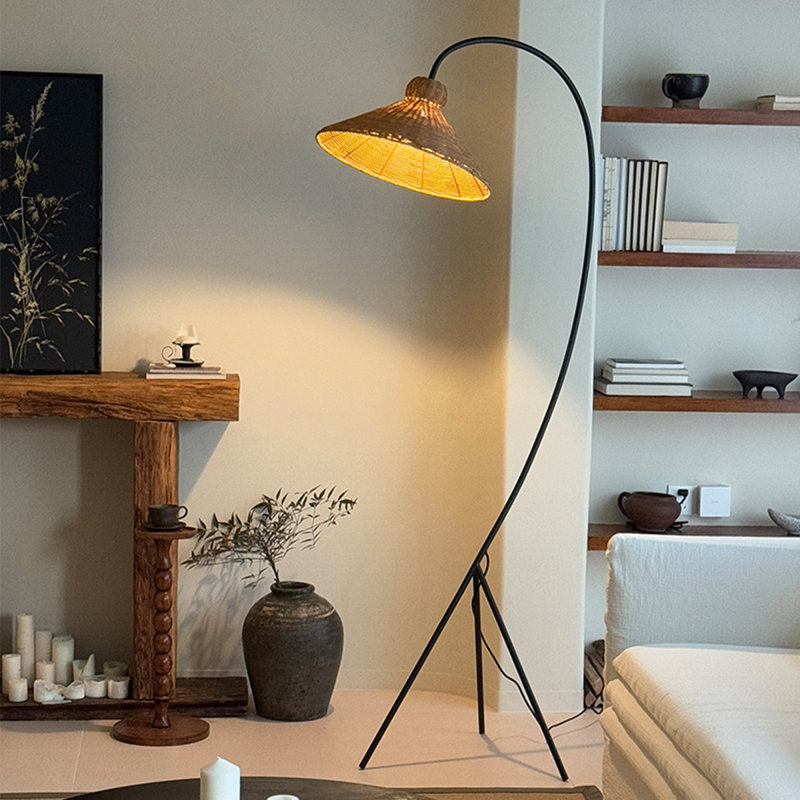 Wicker Frameless Modern Family Bedroom Floor Lamp