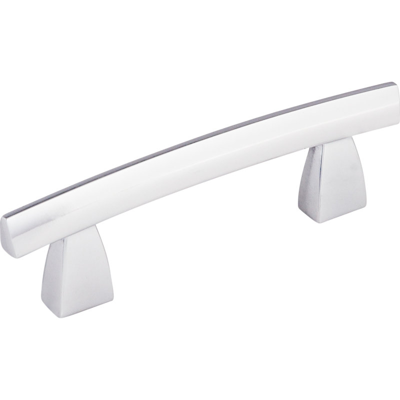 Arched Bar Pull, Polished Chrome, 3" Center to Center