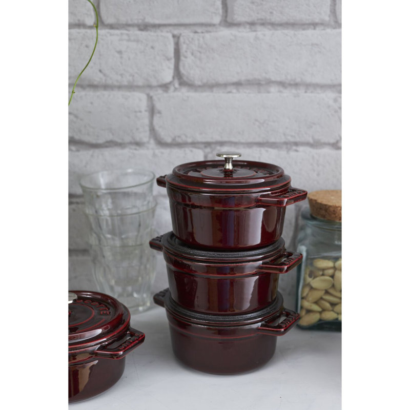 La Cocotte Cast Iron Round Cocotte, 0.25 quarts, Grenadine