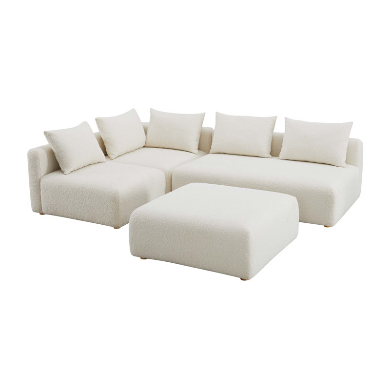 Canapé modulaire 4 pièces Tov Furniture Hangover, Crème Boucle