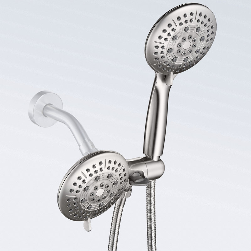 Couple 5-Spray Dual Shower Heads 4.7" Shower Head with 2-in-1 Spray Pattern, Brushed Nickel