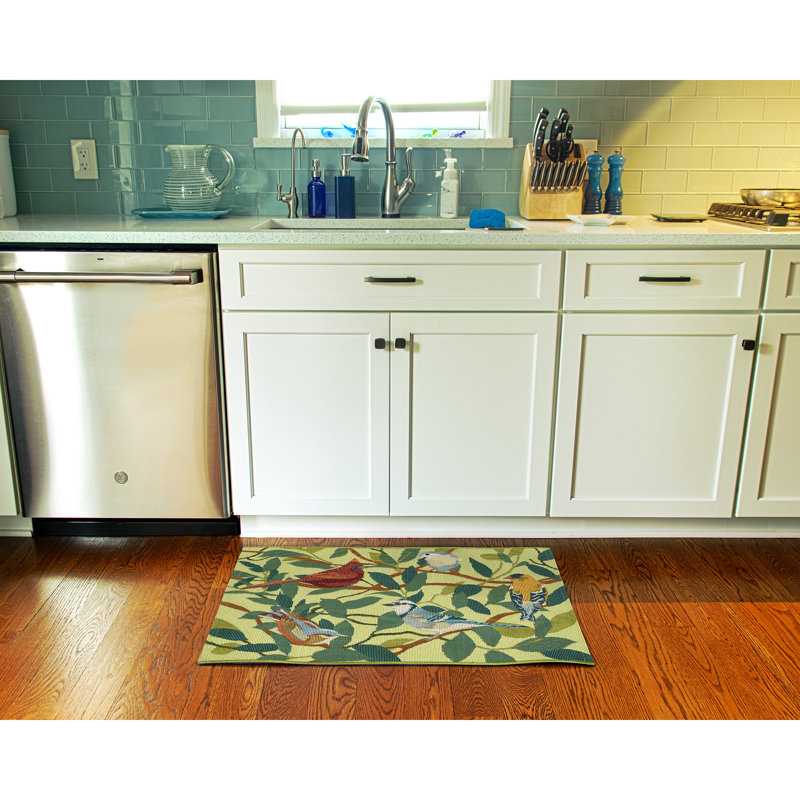 Andreane Birds of a Feather Indoor/Outdoor Kitchen Mat, Rectangle 2'5" x 3'11"