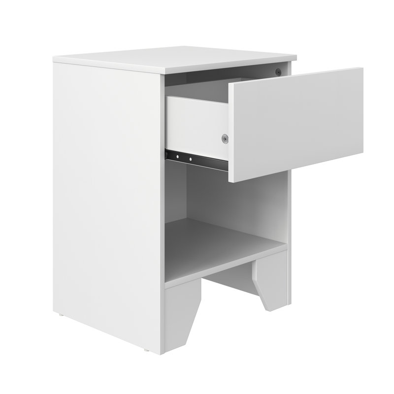 Boyd Sleep Anzio One Drawer Modern Nightstand, Anzio, White