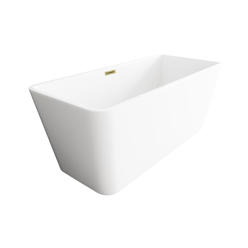 Baignoire 59 po en blanc brillant avec bordure 59 po, Or brossé