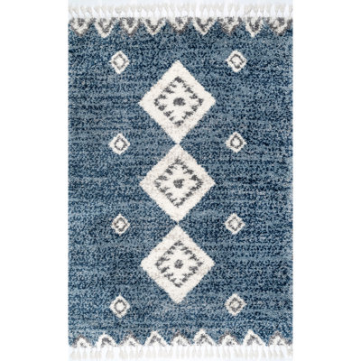 Hassan Geometric Blue Area Rug