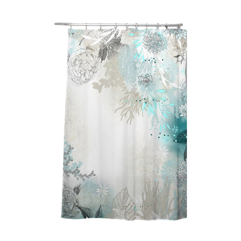 Rideau de douche simple à motif floral Higginbotham