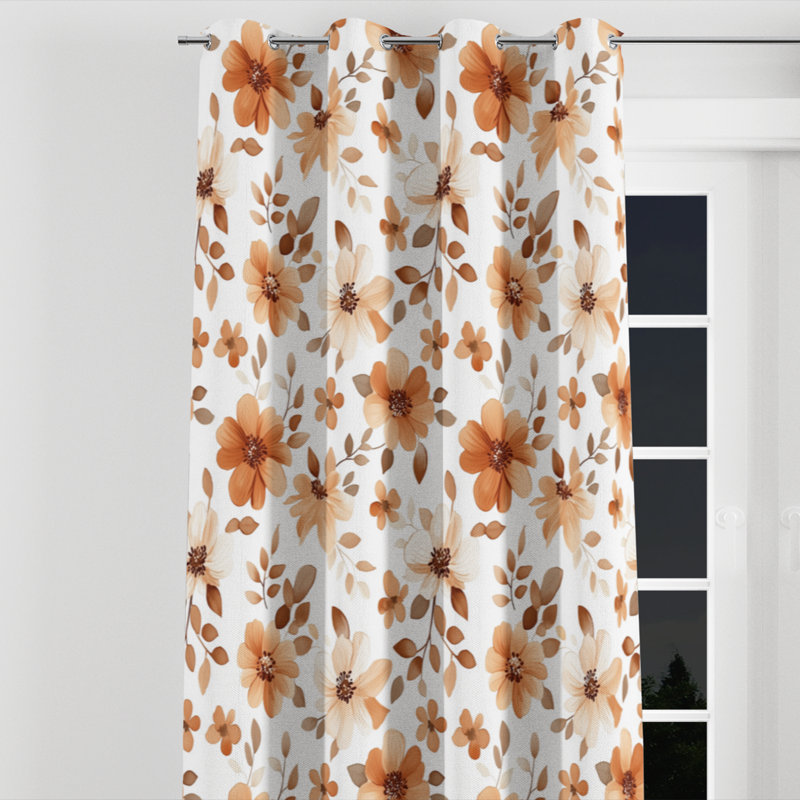 Rideaux classiques Boho pour la chambre à coucher - Rideau à œillets orange Azira - 1 panneau, L 52 po x L 120 po