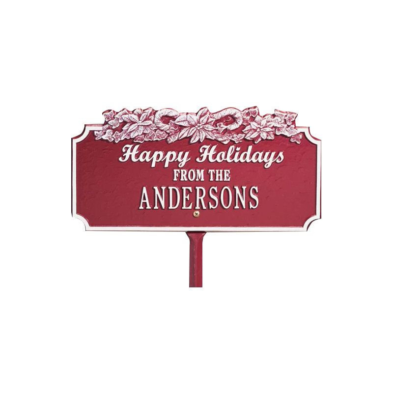 Happy Holidays Garden Stake, Red/White, Yes