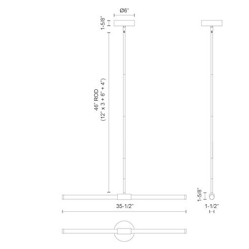 1 - Light LED Pendant, Black