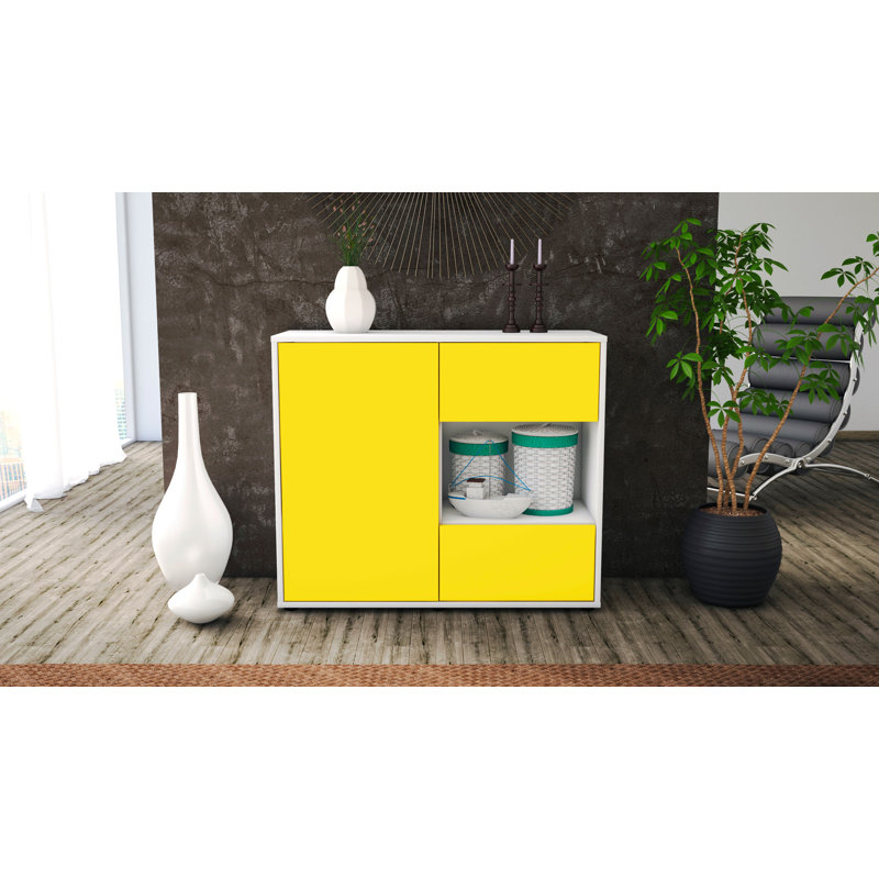 Quebec 92cm Sideboard, White/Yellow