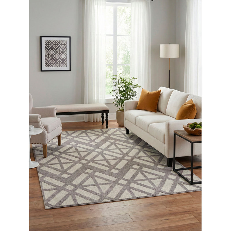 Urbano Geometric Area Rug in Gray, Rectangle 4' x 5'8"