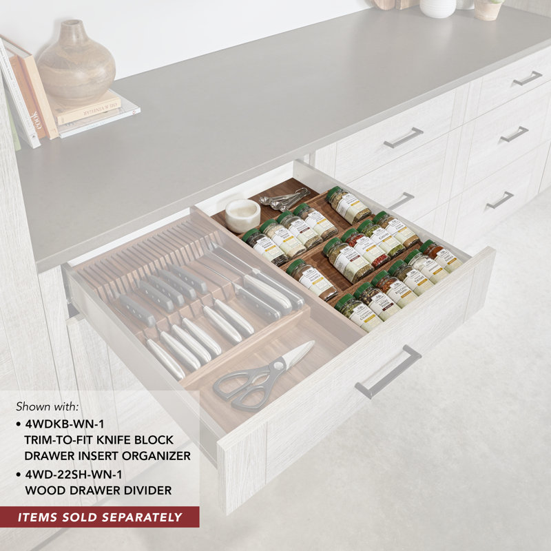 Rev-A-Shelf Walnut Trim to Fit Spice Drawer Insert Organizer, 1.56" H x 16" W x 19.75" D