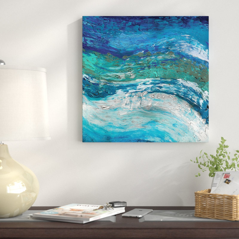 «Wave After Wave II», reproduction d'art sur toile, H 18 po x l 18 po x P 1,5 po, Toile avec cadre noir, Pas de tapis