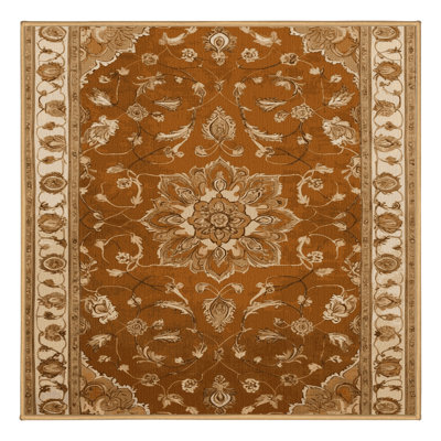 Tapis brun Tabriz lavable à la machine