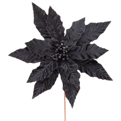 Choix de Noël 26 po à motif de poinsettia noir scintillant noir